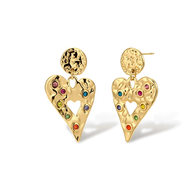 Rainbow Heart Drop Earrings