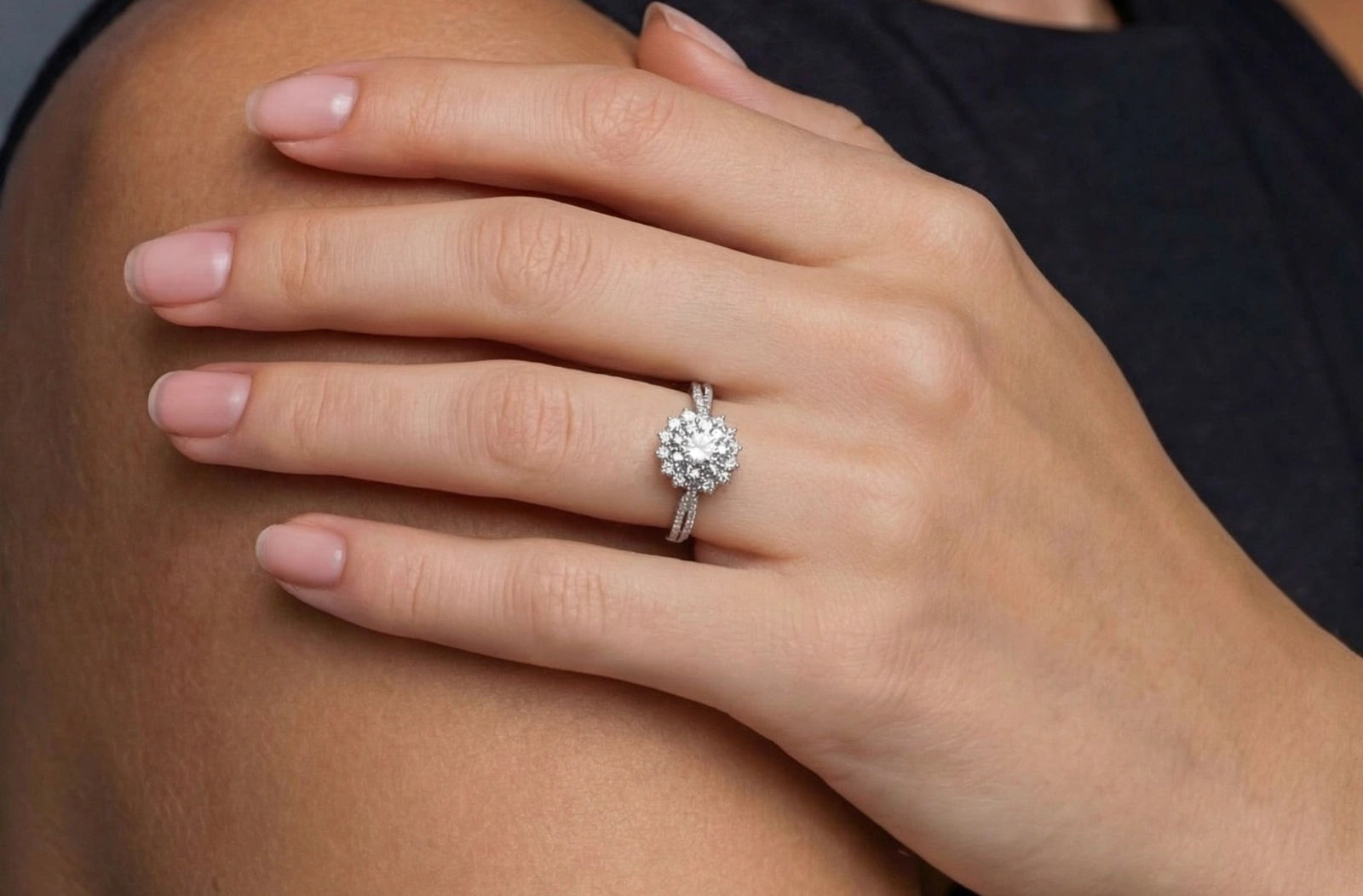 Stellar Halo  Moissanite Ring