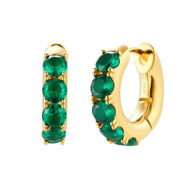 Emerald Huggie Hoops