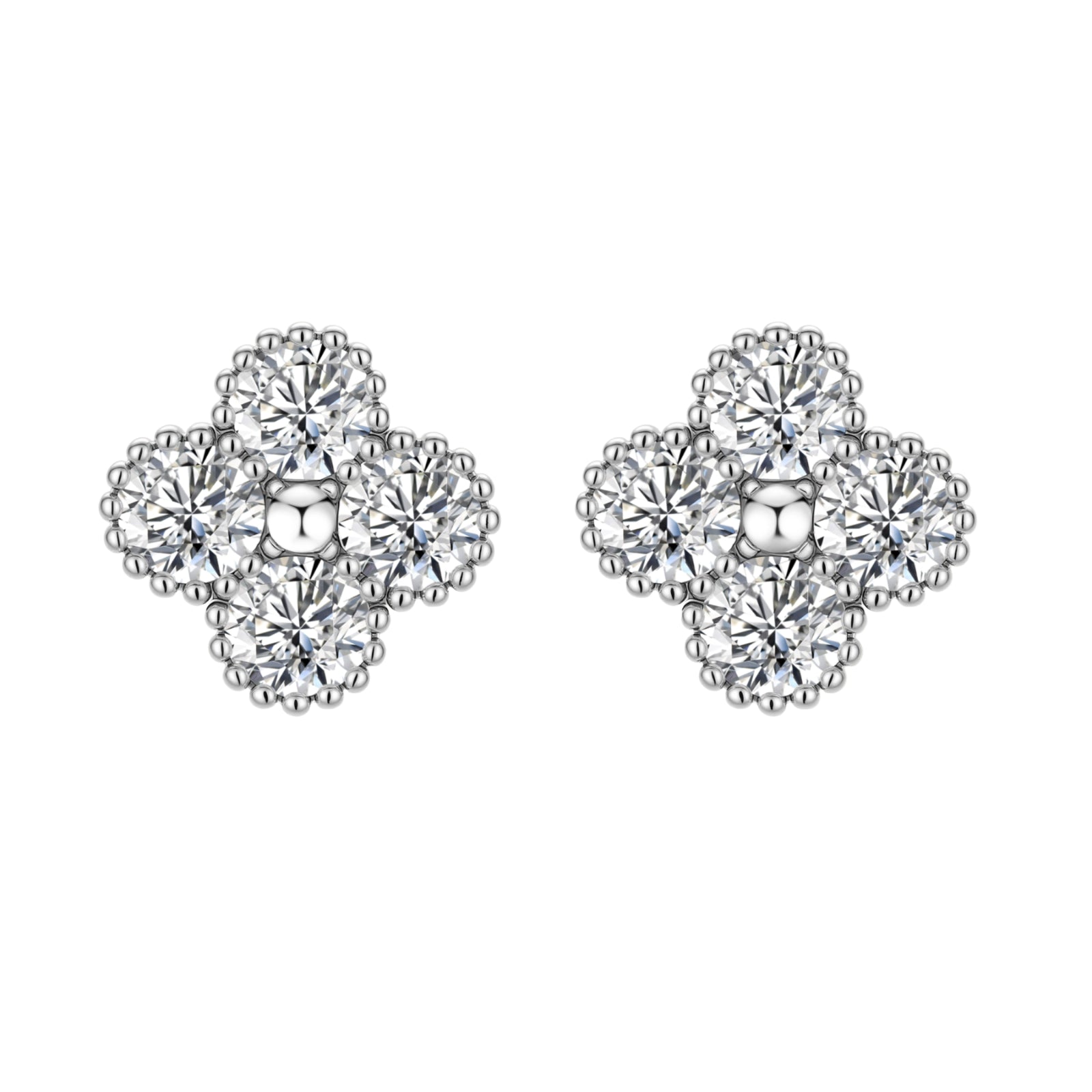 Quatrefoil Moissanite Studs