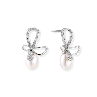 Crystal Bow Pearl Drops