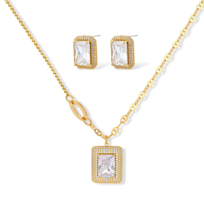 Emerald Cut Halo Set